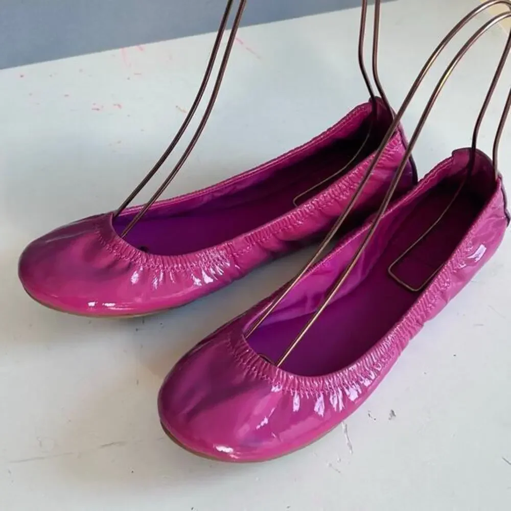Tory Burch ballet flats size 7 pink Mini Packable patent leather lightweight‎